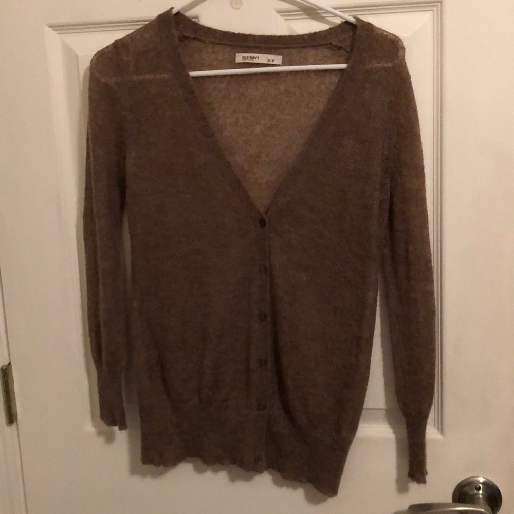 Tan Knit Plain Cardigan